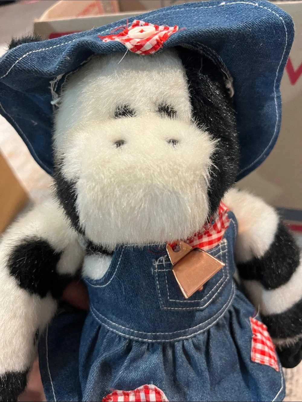Build A Bear Holstein Cow Black White Plush 16”With bell Retired Vtg 1997 z32